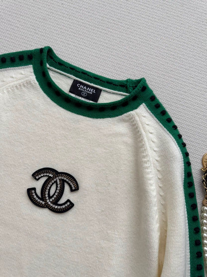 Green cashmere patchwork sweater