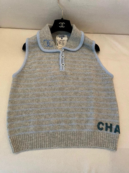 25fw Collar striped sleeveless vest (vintage series)