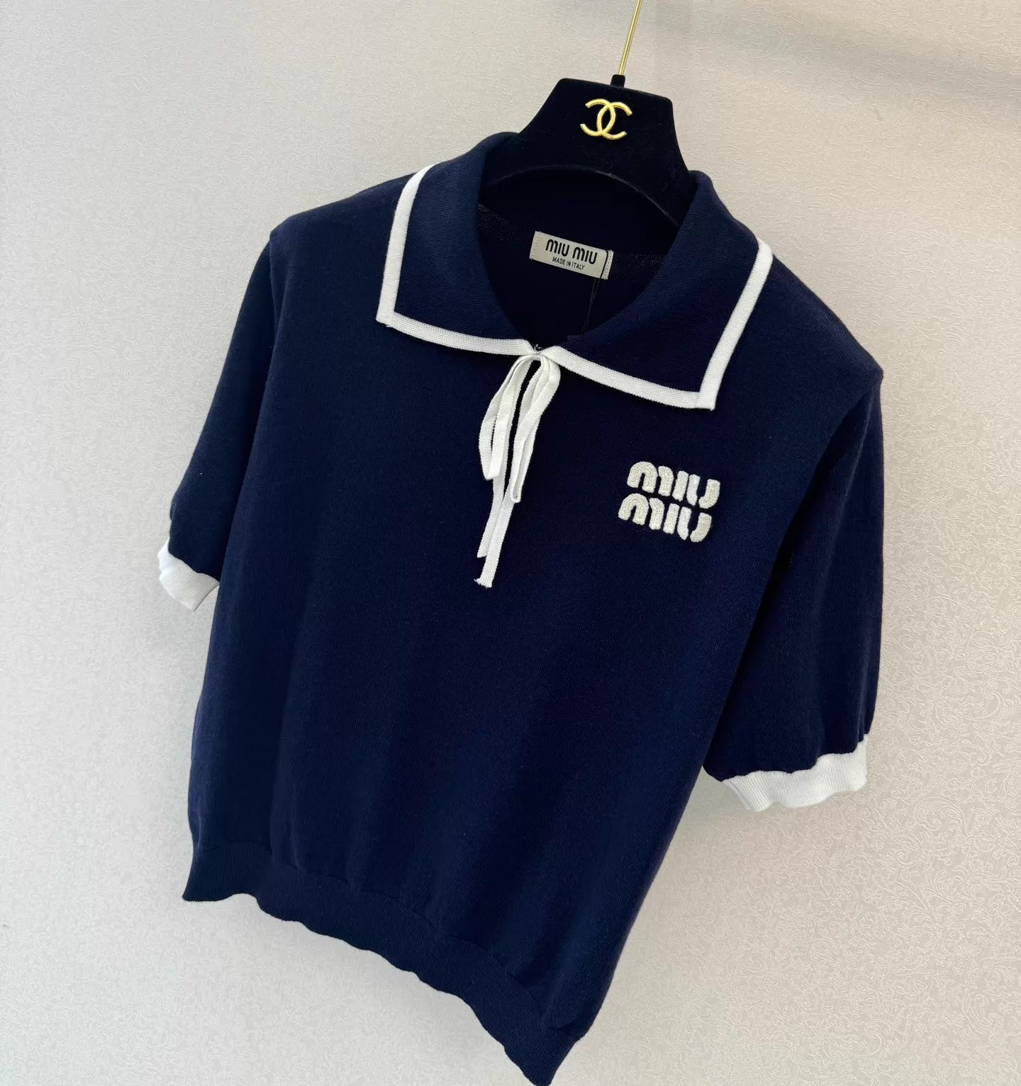 26ss Navy-style knit T-shirt