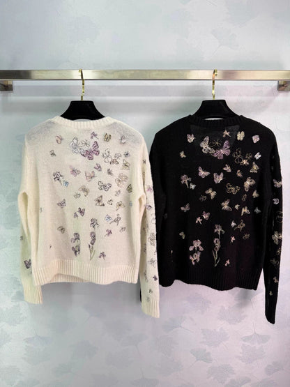 Butterfly Embroidered Knitted cardigan