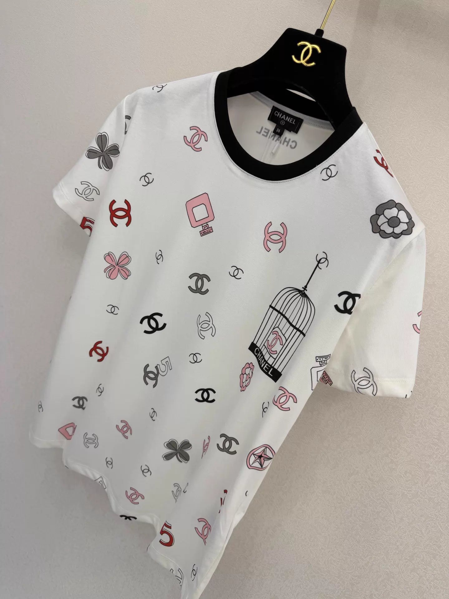26ss All-over logo print short-sleeved T-shirt