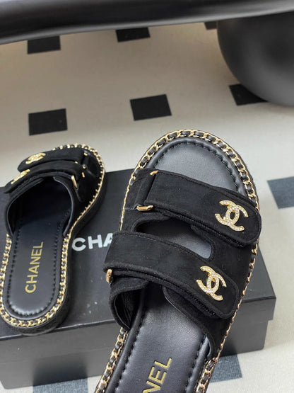Double C rhinestone buckle sandals