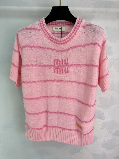 Striped Knit Short-Sleeve T-Shirt