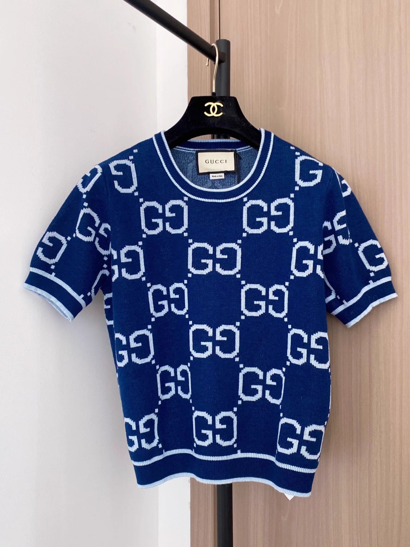 Monogram Knit Short-Sleeve T-Shirt