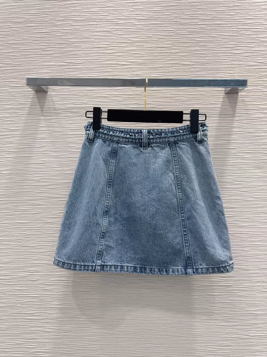 Diamond pattern denim skirt