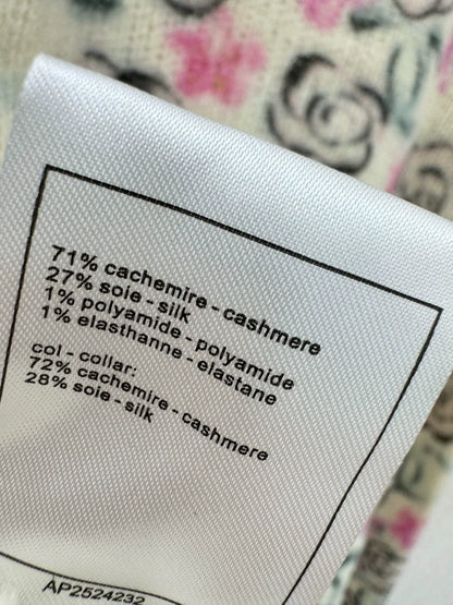 Camellia print cashmere cardigan