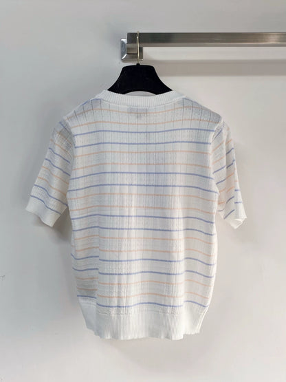 26ss Color-blocked striped logo T-shirt