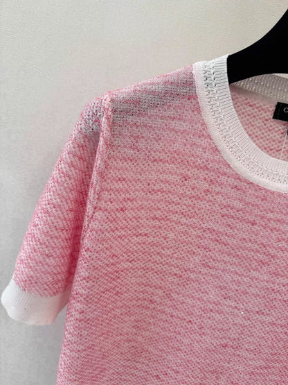 26ss Pink Knit Short-Sleeve T-Shirt