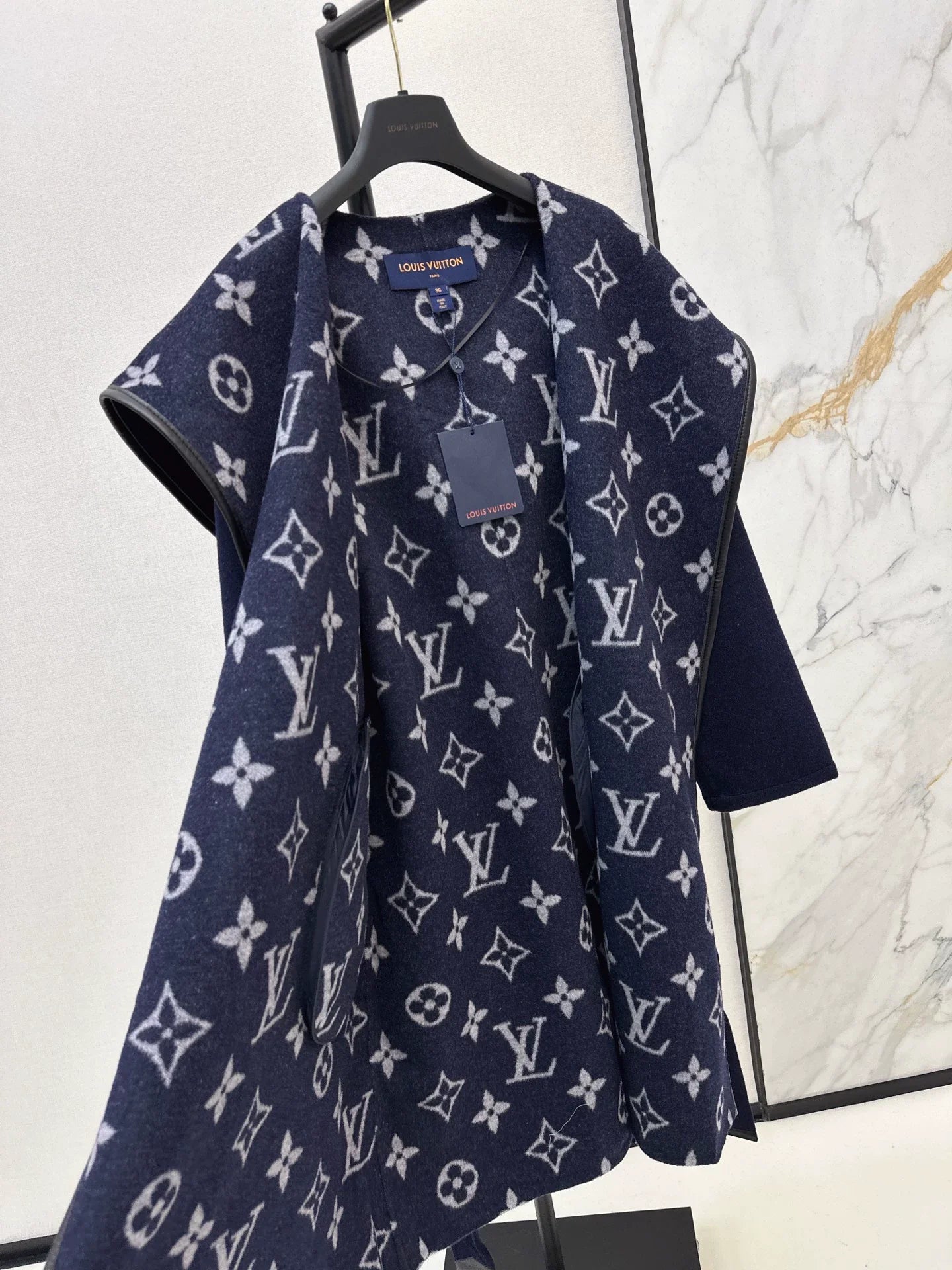 Double sided wearable classic wrap style long hooded coat