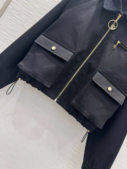 26New Long-Sleeve Jacket with Pockets, Drawstring, and Zipper