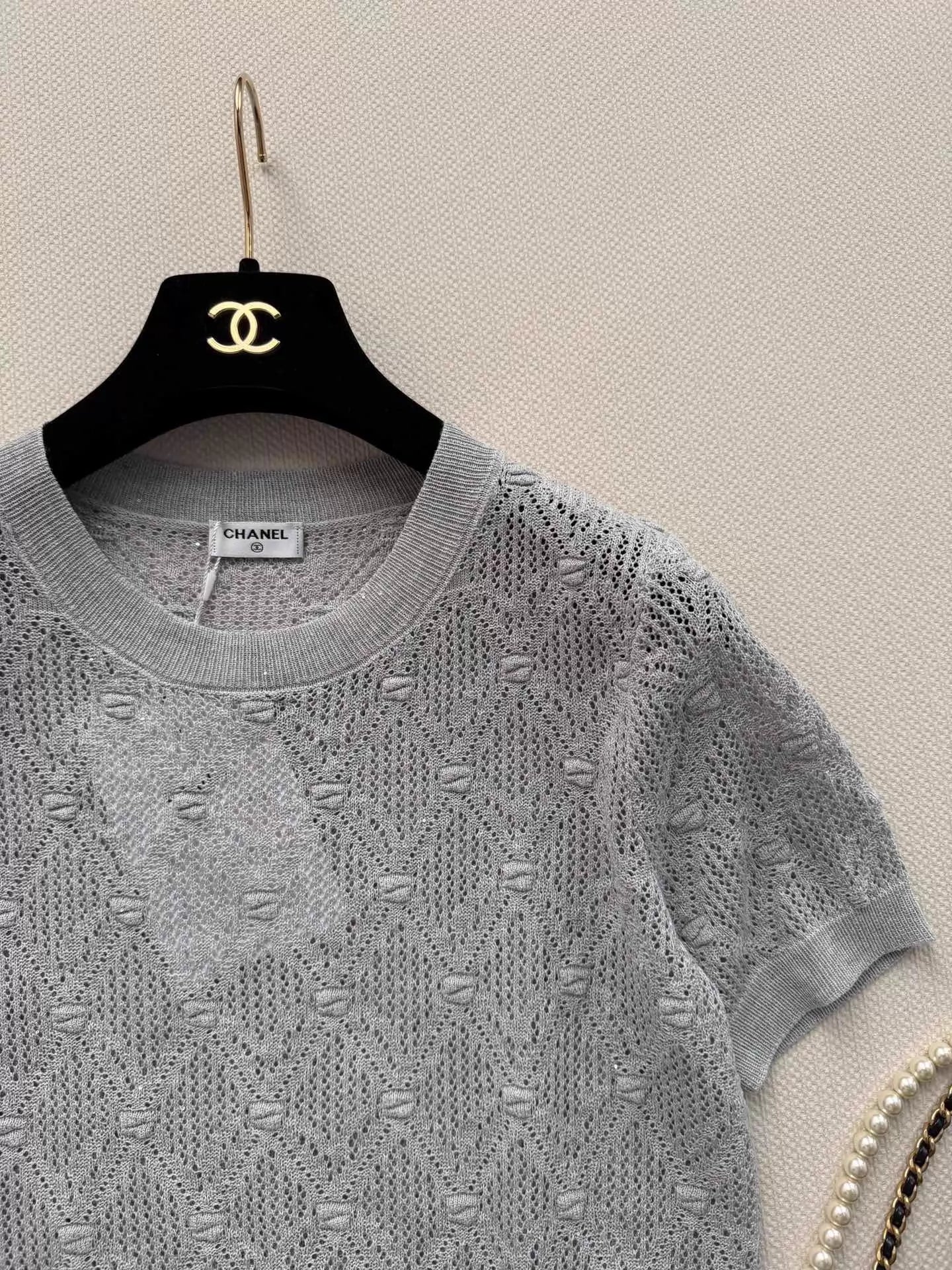 26ss Hollow-out knit T-shirt