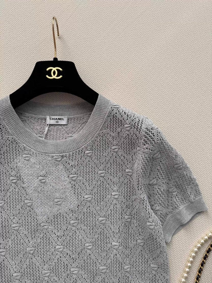 26ss Hollow-out knit T-shirt