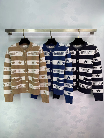 This striped knit cardigan