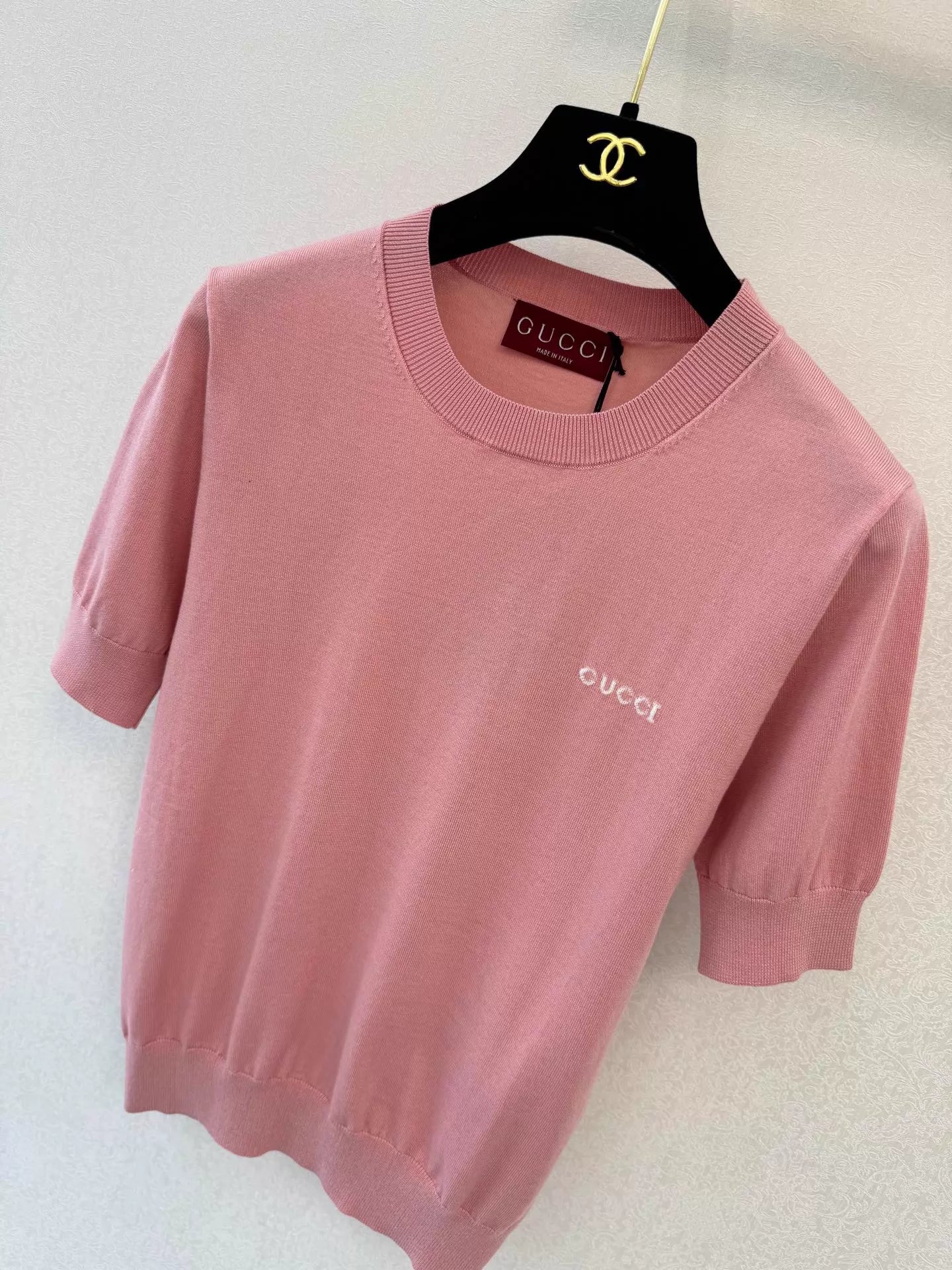 26ss Letter Embroidery Knit T-Shirt