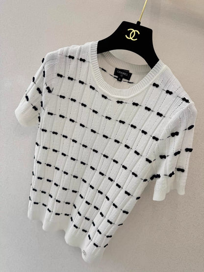 26ss Bow-tie Knit T-shirt