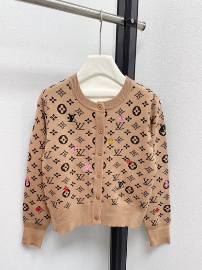 25fw Full printed vintage knitted cardigan