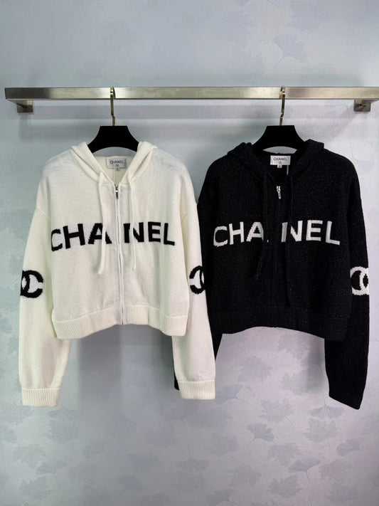 Hooded Zip-Up Long-Sleeve Cardigan