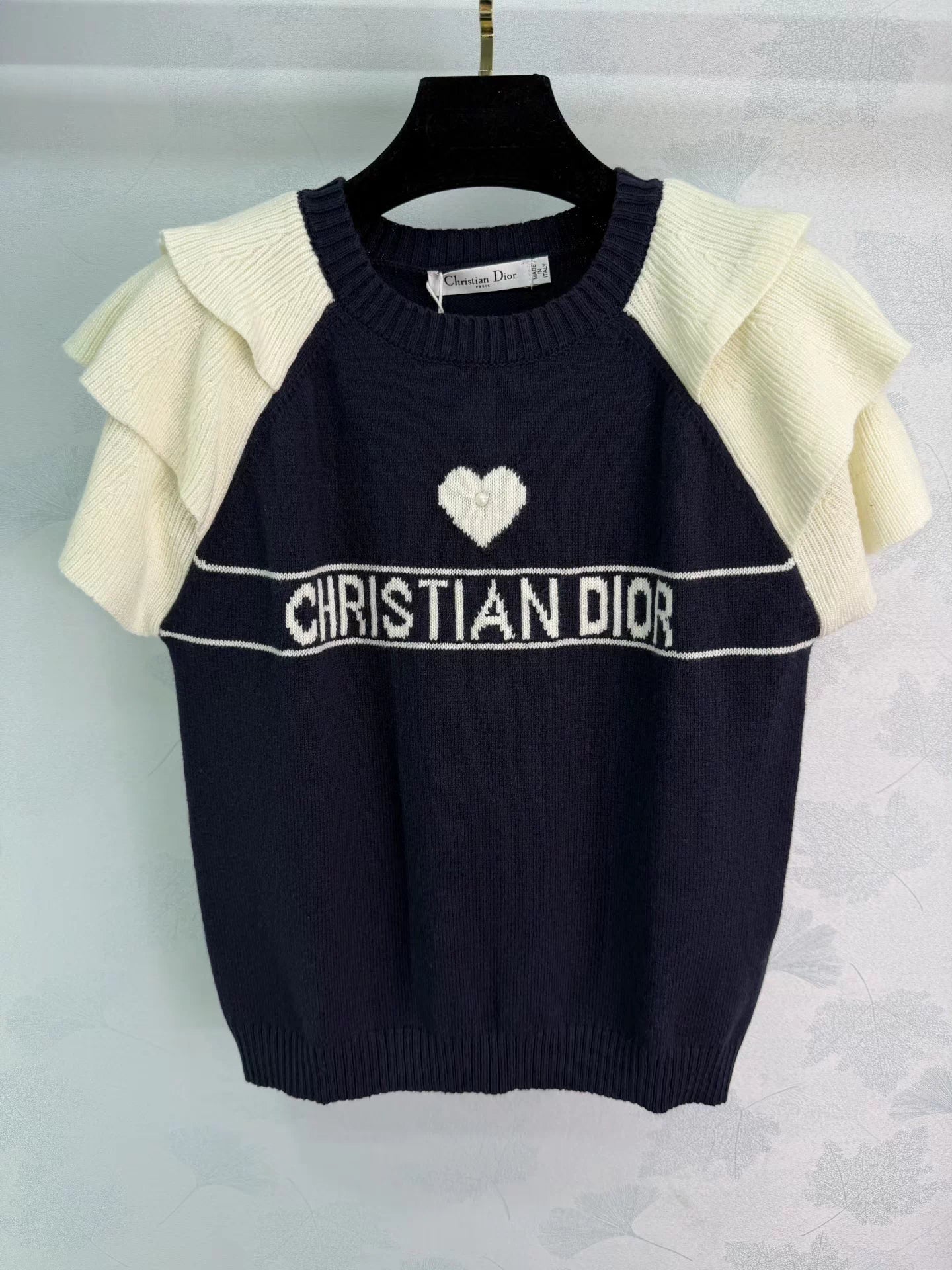 Lace-Sleeve Knit T-Shirt