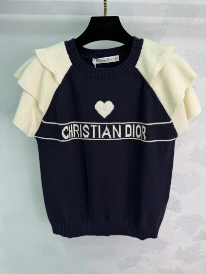 Lace-Sleeve Knit T-Shirt