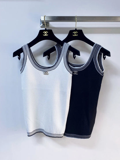 26ss Color-blocked trim tank top