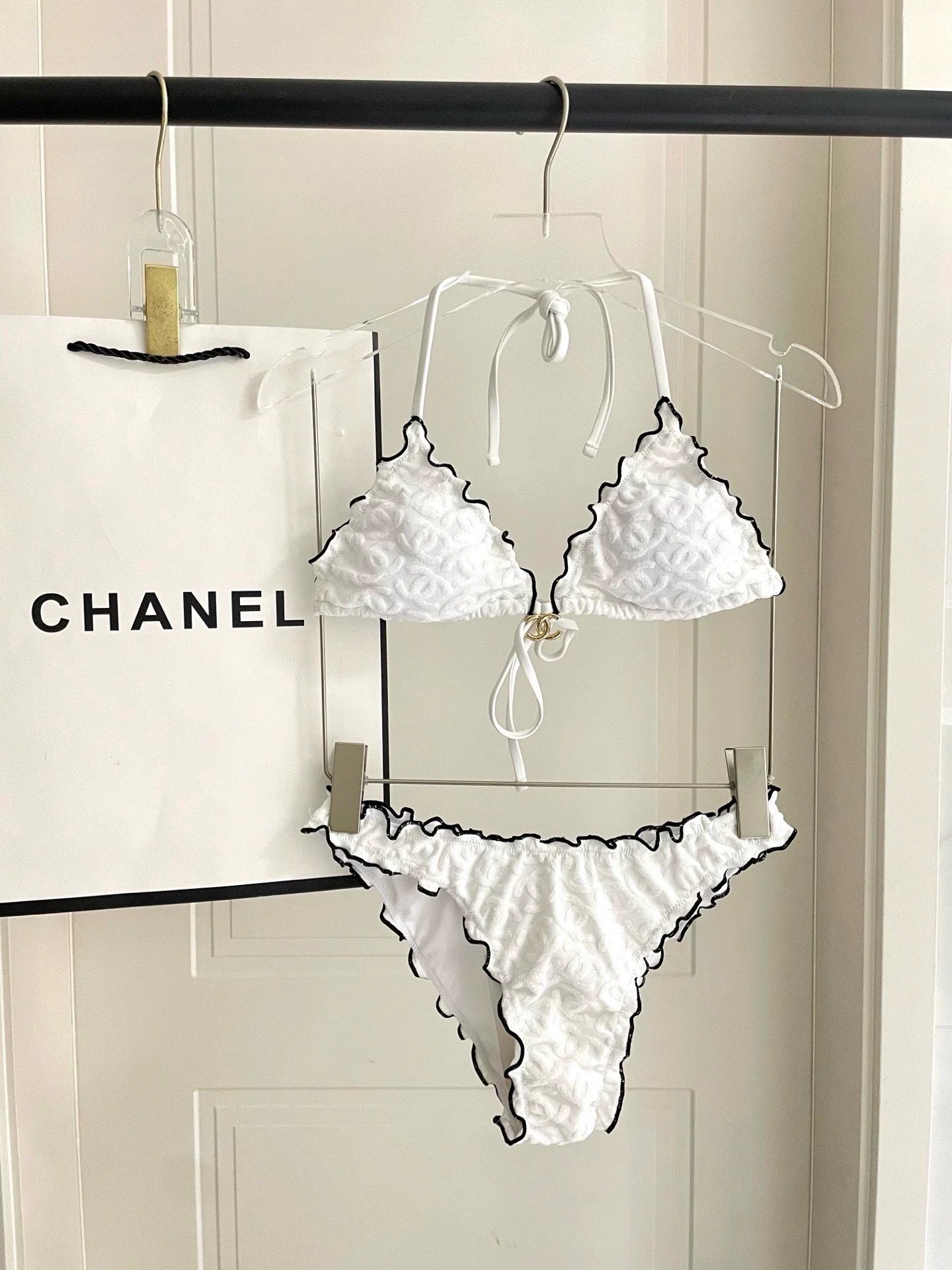 25 New bikini terry logo split swimsuit