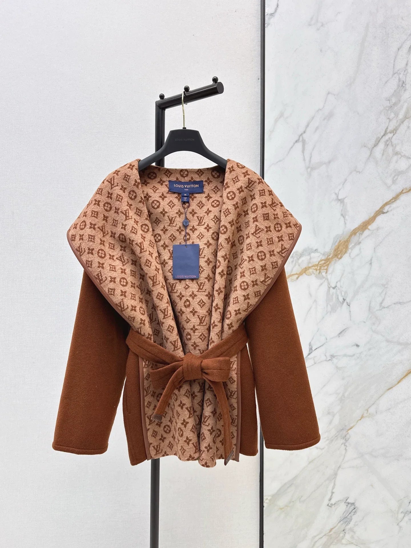 Double sided wearable classic wrap style short hooded jacket