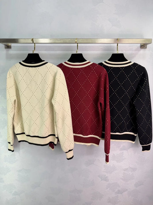 Diamond Pattern Knit Cardigan