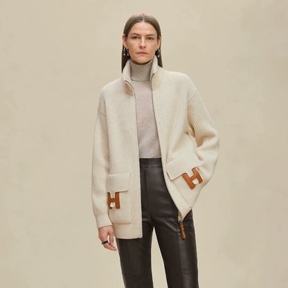 25fw new cashmere knitted zipper jacket