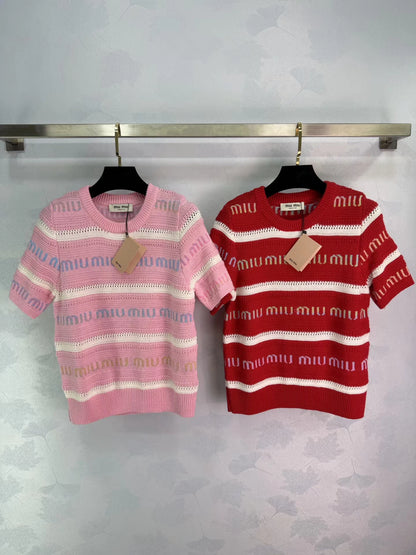 Striped Knit Short-Sleeve T-Shirt