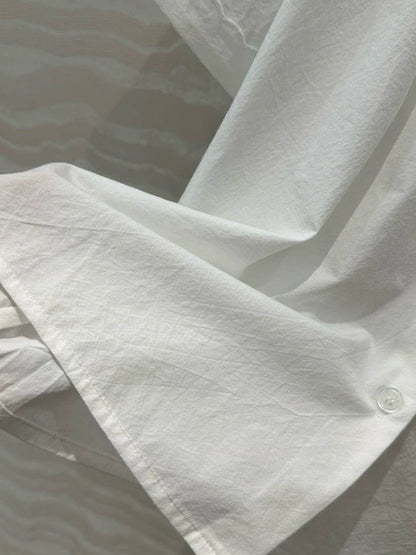 College style double-layer collar white shirt