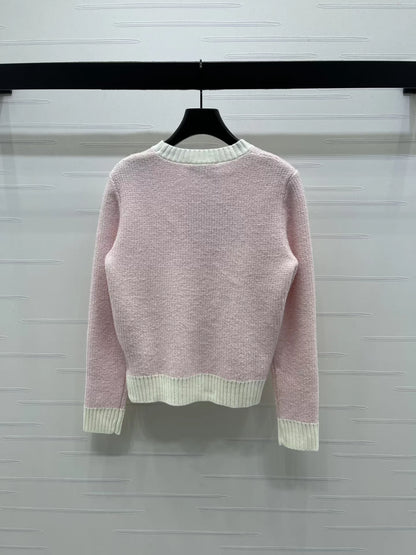 Color blocked letter pullover sweater