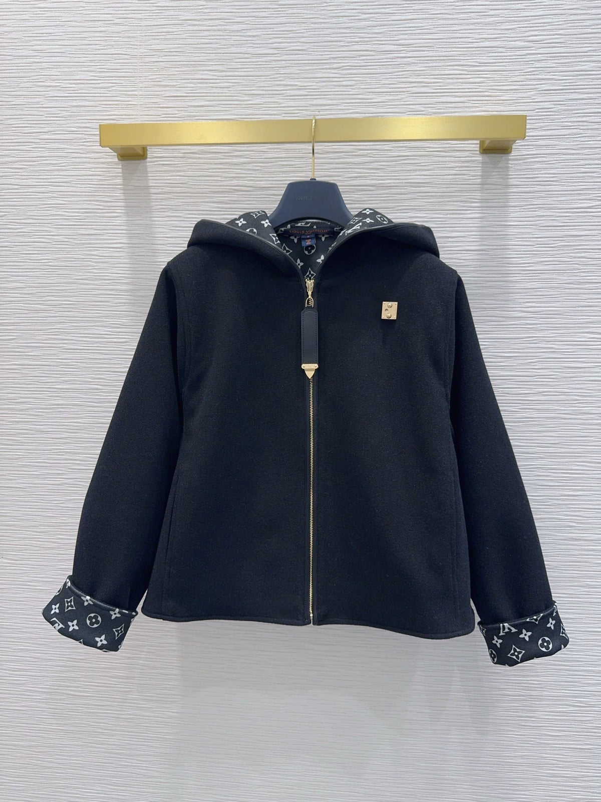 26New Hooded Long-Sleeve Wool-Blend Coat