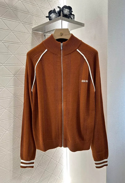 25 Early Autumn New Knitted Long Sleeve Zipper Jacket