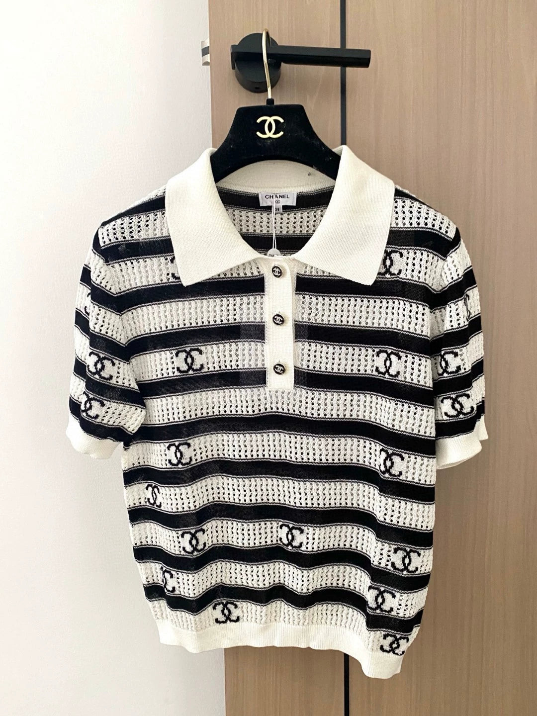 Striped collared T-shirt
