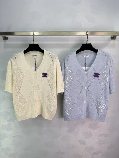 26ss Diamond Pattern Knit T-Shirt