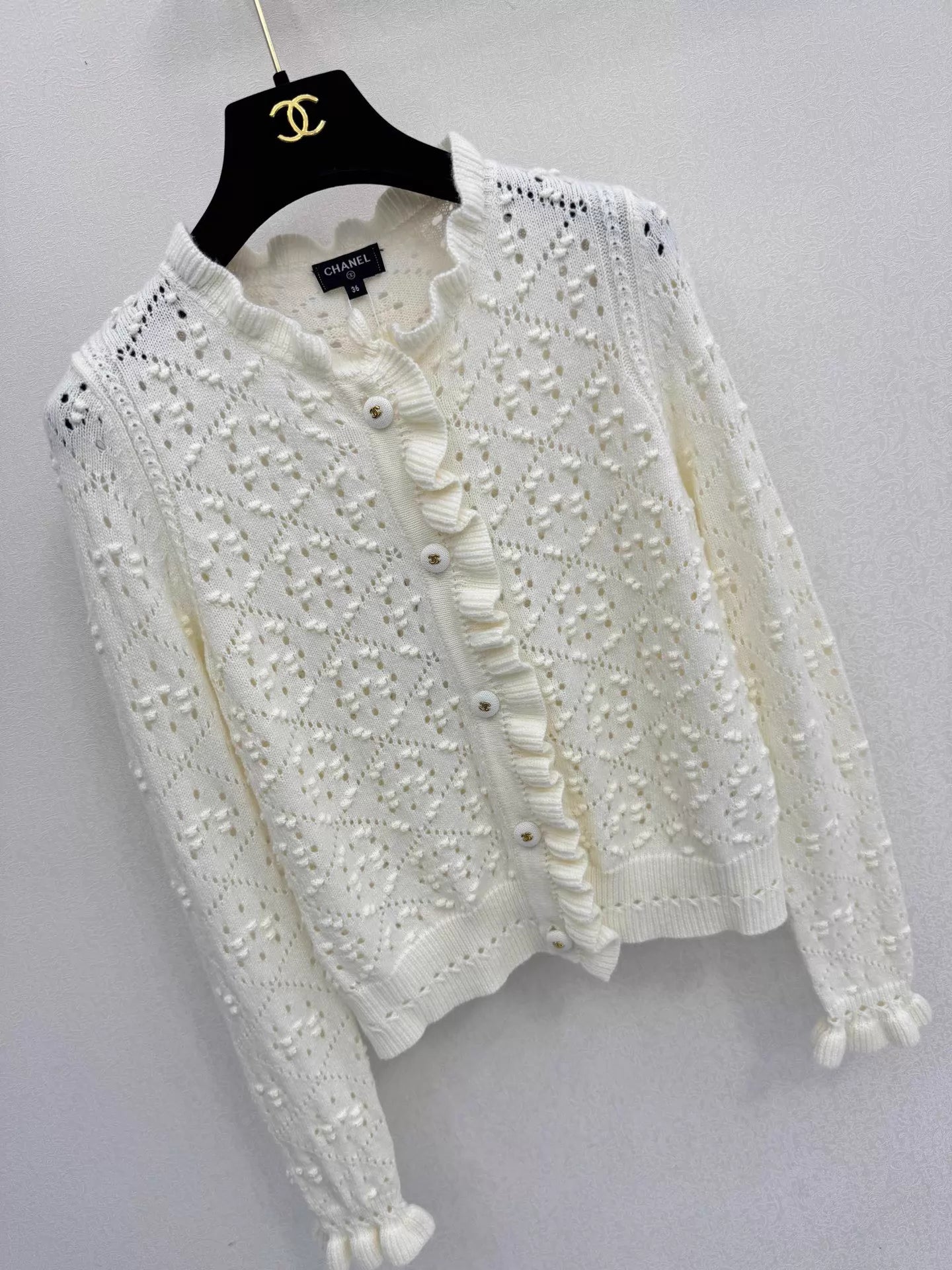 26ss Hollow-out Alpaca Wool Cardigan