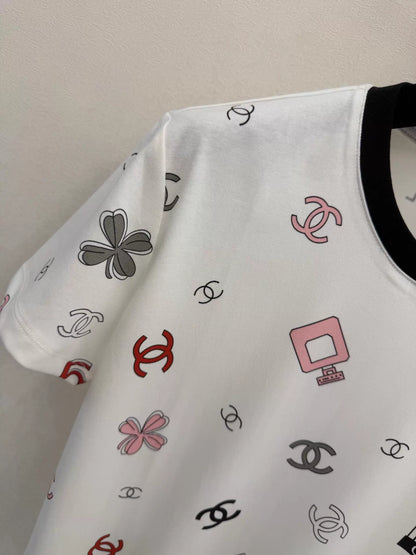 26ss All-over logo print short-sleeved T-shirt