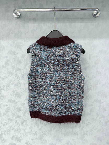 Color blocked lapel vest jacket