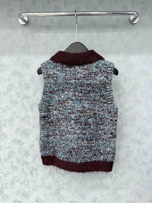 Color blocked lapel vest jacket