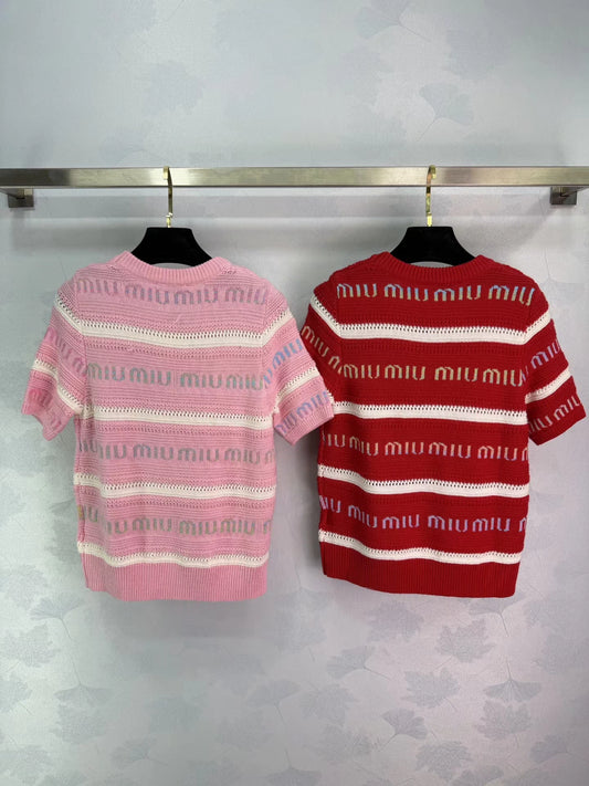 Striped Knit Short-Sleeve T-Shirt