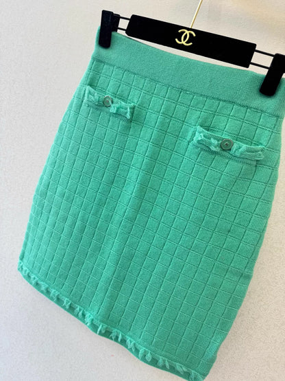 Green Wool Midi Skirt