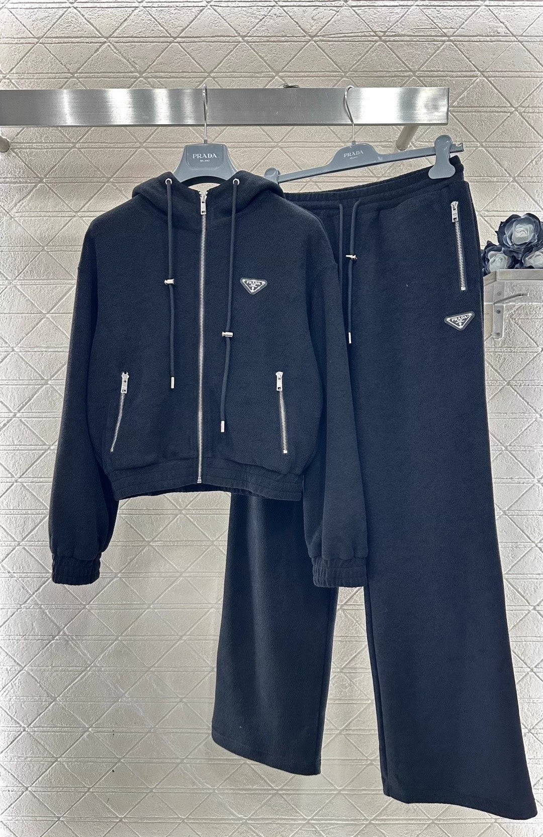 Hooded Drawstring Jacket and Pants Set