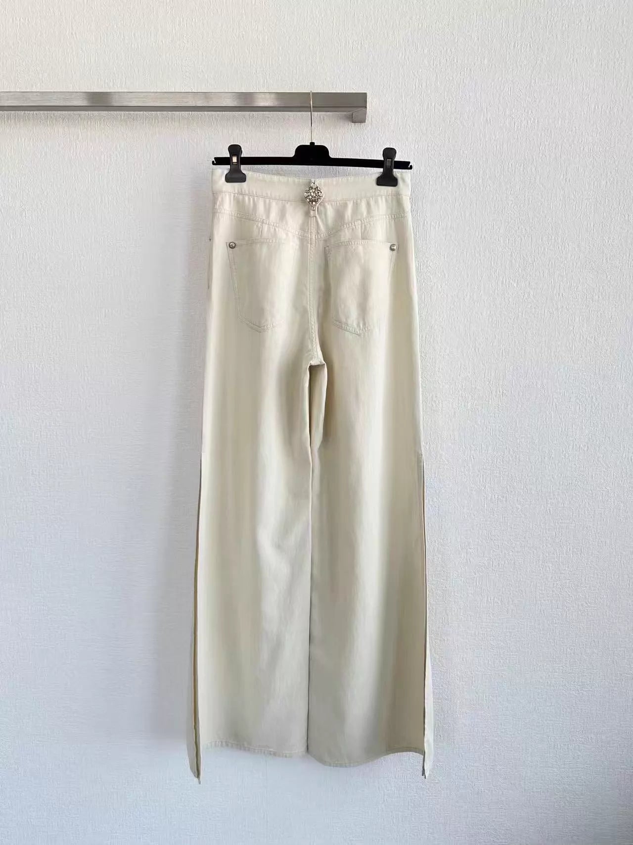 26ss Rhinestone-studded wide-leg high-waisted pants