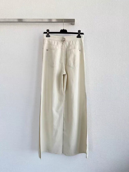 26ss Rhinestone-studded wide-leg high-waisted pants