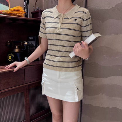 26ss Striped Knit Polo Shirt