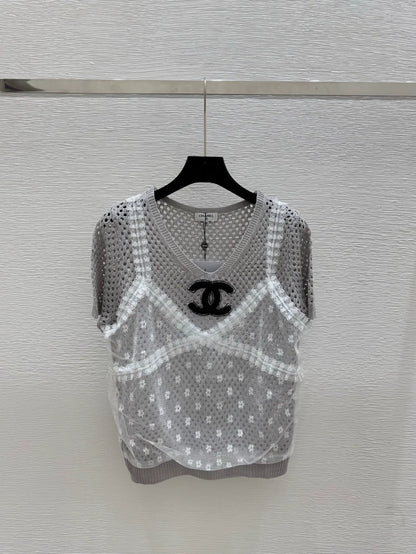 25fw Fake two knitted short sleeves