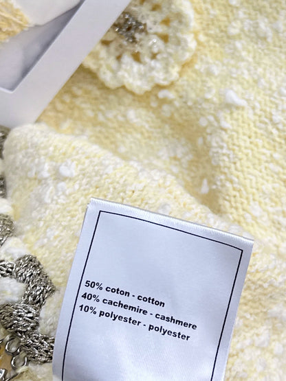 26New Cream-Yellow Jacket with 3D Camellia Appliqués