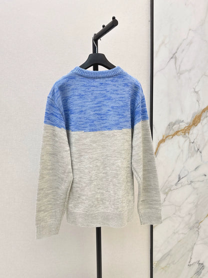 26New Color-Block Jacquard Loose-Fit Knit Sweater