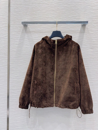 26New Long-Sleeve Chenille Zip-Up Hooded Jacket