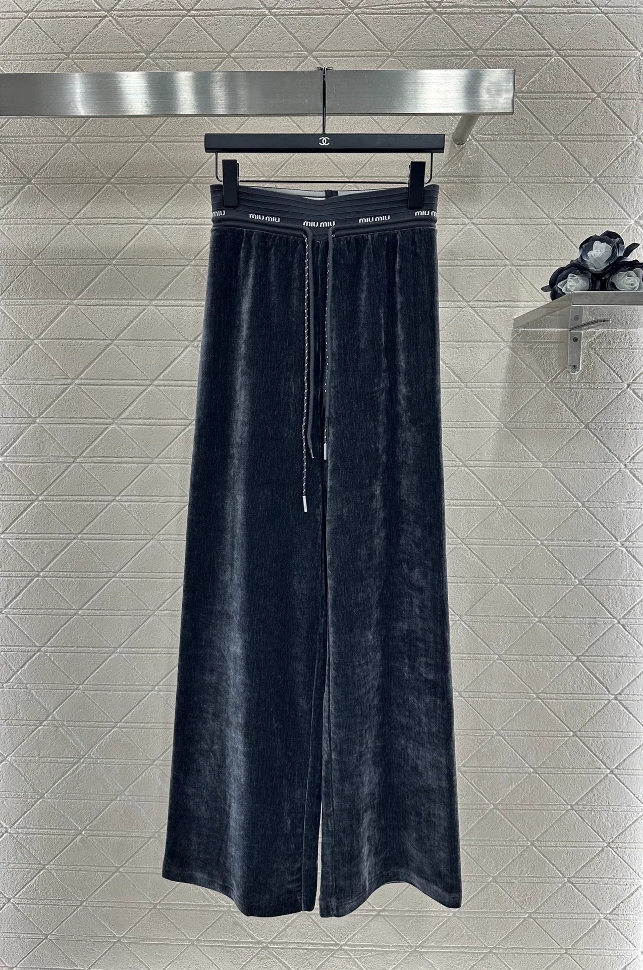 25fw Drawstring webbing wide leg pants